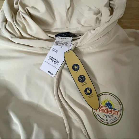 Surf Pendleton Unisex Long Sleeve Hooded Tee Logo‎ Rash Guard sun cream Medium